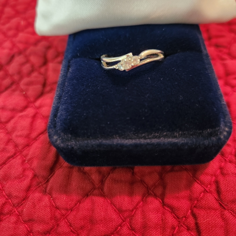 Lady Remington Silver Tone and 3 Clear Crystal Stones Ring Size 7